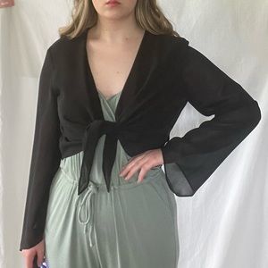 Sheer Black Tie Top